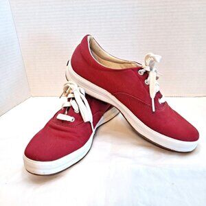 VINTAGE ~ RED CANVAS ~ SNEAKER TENNIS SHOE  ~ CLASSIC 90s ~KEDS~  SZ 8